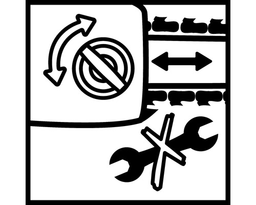 Symbol für Drehen nicht erlaubt, Abstand einhalten und keine Reparatur durchführen
