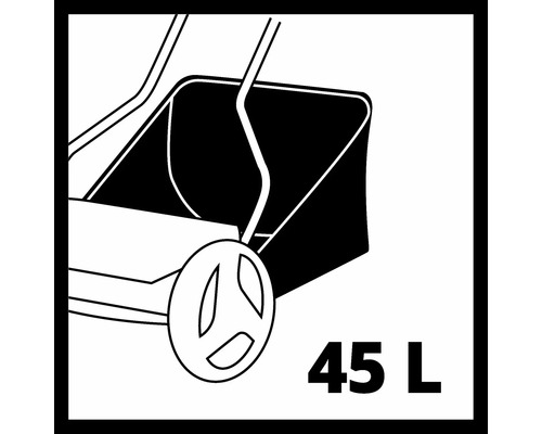 Symbol für einen Rasenmäher mit einem Fangkorbvolumen von 45 Litern