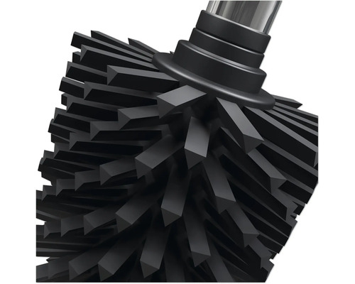 Detailaufnahme einer schwarzen Toilettenbürste.