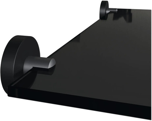 Schwarzes Glasbord mit Halterungen