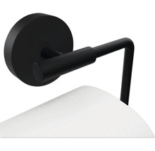 Schwarzer Toilettenpapierhalter mit Papierrolle zur Wandmontage