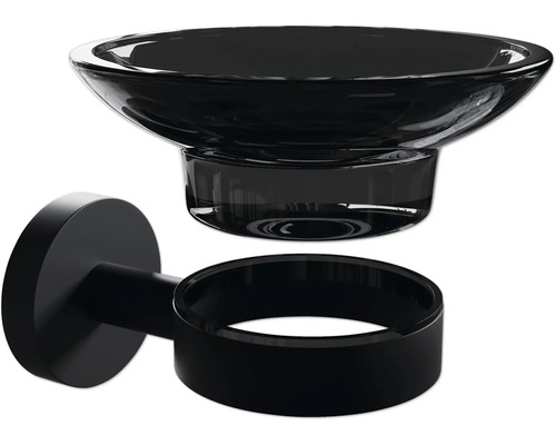 Schwarze Seifenschale zur Wandmontage