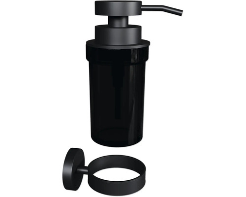 Schwarzer Seifenspender zur Wandmontage
