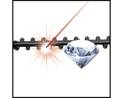 Illustration einer Heckenschere mit Laser und Diamant
