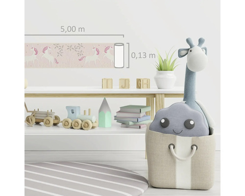 Kinderzimmer mit Bordüre, Einhornmotiv, Länge fünf Meter, Breite dreizehn Zentimeter