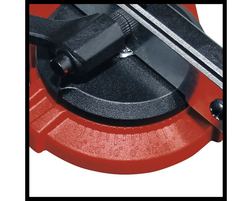 Detailansicht einer Fliesenschneidmaschine mit Gradeinteilung