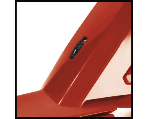 Detailansicht eines roten Produkts mit Schiebeschalter