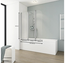 Badewannenaufsatz 3-teilig SCHULTE Komfort 125 x 140 cm Klarglas Profilfarbe aluminium D1654 01 50 140-thumb-2