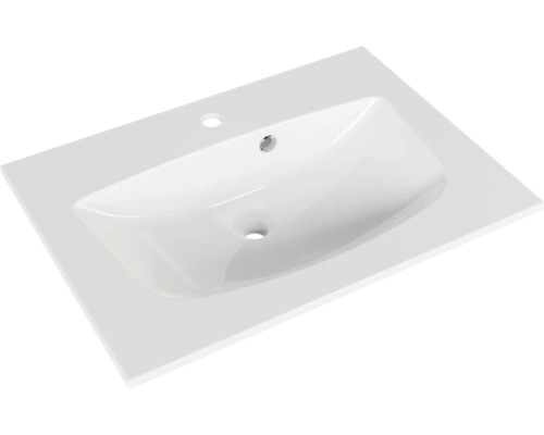 Waschtisch aus Keramik mit Hahnloch und Überlauf