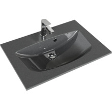 Badmöbel-Set Pelipal Sunline 300 BxHxT 67 x 49,9 x 48 cm Frontfarbe weiß hochglanz Badmöbelset 2-teilig mit Waschtisch Mineralmarmor grau-metallic