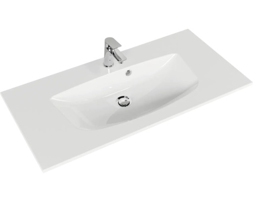 Waschtisch mit Armatur und rechteckiger Platte