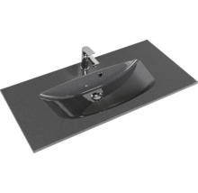 Badmöbel-Set Pelipal Sunline 300 BxHxT 97 x 49,9 x 48 cm Frontfarbe eiche riviera Badmöbelset 2-teilig mit Waschtisch Mineralmarmor grau-metallic