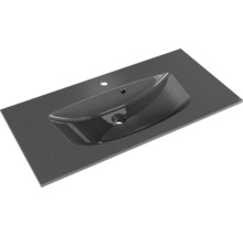 Badmöbel-Set Pelipal Sunline 300 BxHxT 97 x 49,9 x 48 cm Frontfarbe eiche riviera Badmöbelset 2-teilig mit Waschtisch Mineralmarmor grau-metallic