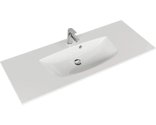 Waschtisch mit eingelassenem Waschbecken und Armatur