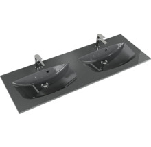 Badmöbel-Set Pelipal Sunline 300 BxHxT 132 x 49,9 x 48 cm Frontfarbe eiche ribbeck Badmöbelset 2-teilig mit Waschtisch Mineralmarmor grau-metallic