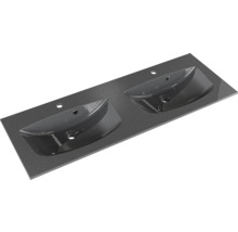 Badmöbel-Set Pelipal Sunline 300 BxHxT 132 x 49,9 x 48 cm Frontfarbe eiche ribbeck Badmöbelset 2-teilig mit Waschtisch Mineralmarmor grau-metallic