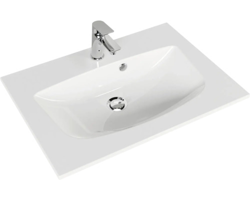 Aufsatzwaschtisch aus Sanitärkeramik mit Armatur