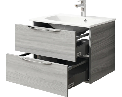 Waschtischunterschrank mit zwei Schubladen und einem Waschbecken