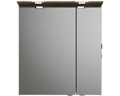 Spiegelschrank mit Beleuchtung und Holzelement