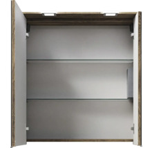 Badmöbel-Set Pelipal Sunline 300 BxHxT 67 x 200 x 48 cm Frontfarbe eiche ribbeck Badmöbelset 3-teilig mit Waschtisch Mineralmarmor grau-metallic