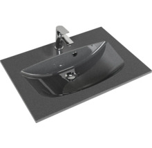 Badmöbel-Set Pelipal Sunline 300 BxHxT 67 x 200 x 48 cm Frontfarbe eiche ribbeck Badmöbelset 3-teilig mit Waschtisch Mineralmarmor grau-metallic