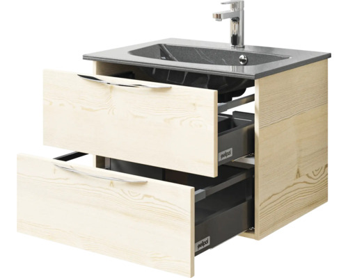 Waschtischunterschrank mit zwei Schubladen, Waschbecken und Armatur