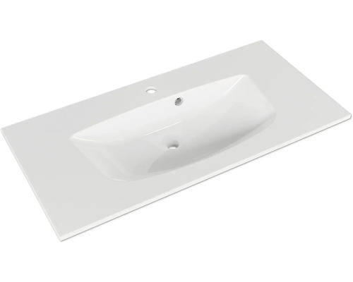 Aufsatzwaschbecken aus Sanitärkeramik mit Hahnloch und Überlauf