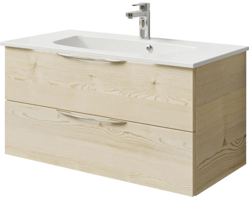 Waschtischunterschrank mit zwei Schubladen, Aufsatzwaschbecken und Armatur