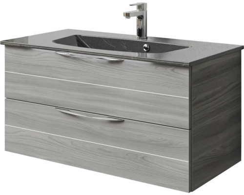 Waschtischunterschrank mit zwei Schubladen, Waschbecken und Armatur