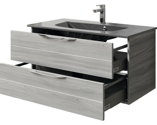 Waschtischunterschrank mit zwei Schubladen und Waschbecken