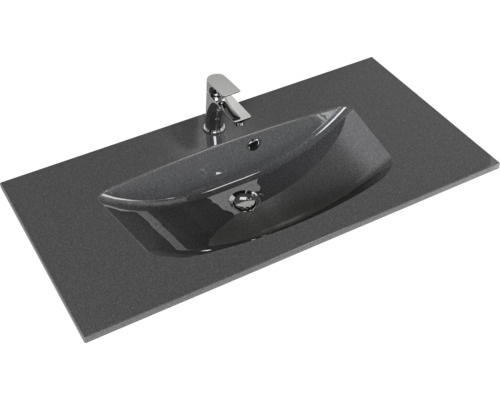 Waschtischplatte mit Aufsatzwaschbecken und Armatur