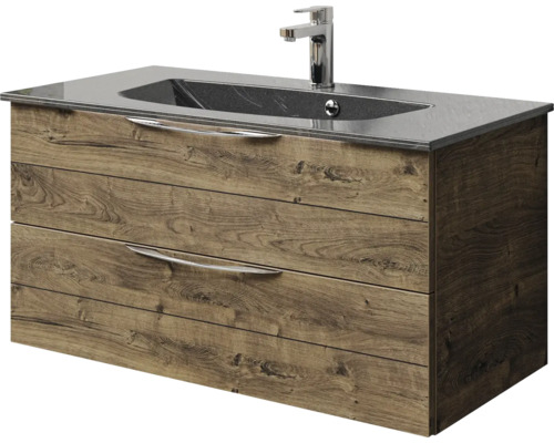 Waschtischunterschrank mit zwei Schubladen, Waschtisch und Armatur