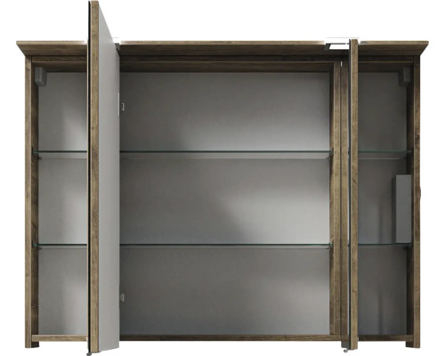 Spiegelschrank mit drei Türen und Glasablagen
