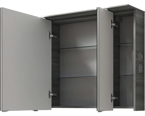 Offener Spiegelschrank mit Glasablagen