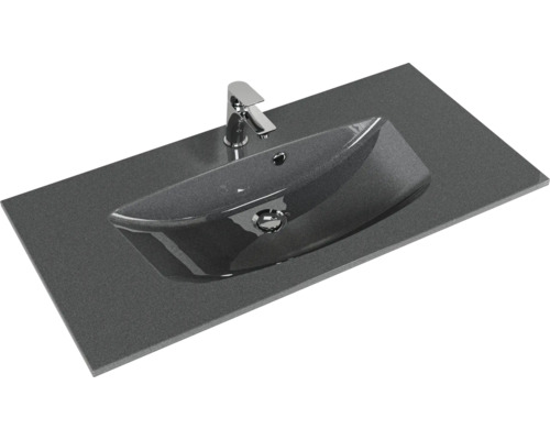 Waschtischplatte mit Aufsatzwaschbecken und Armatur