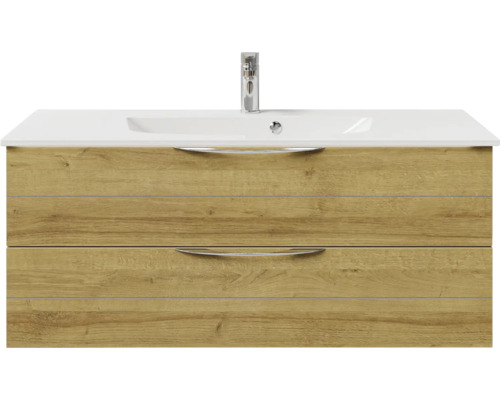 Waschtischunterschrank mit zwei Schubladen und Aufsatzwaschbecken