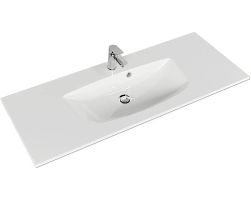 Waschtischplatte mit Aufsatzwaschbecken und Armatur