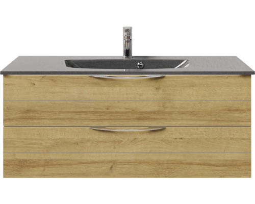 Waschtischunterschrank mit zwei Schubladen, Aufsatzwaschbecken und Armatur