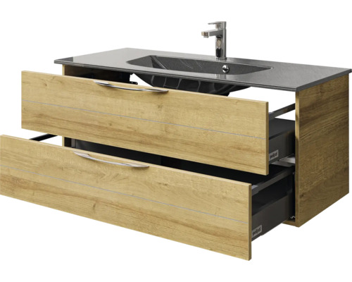 Waschtischunterschrank mit zwei Schubladen, Waschbecken und Armatur