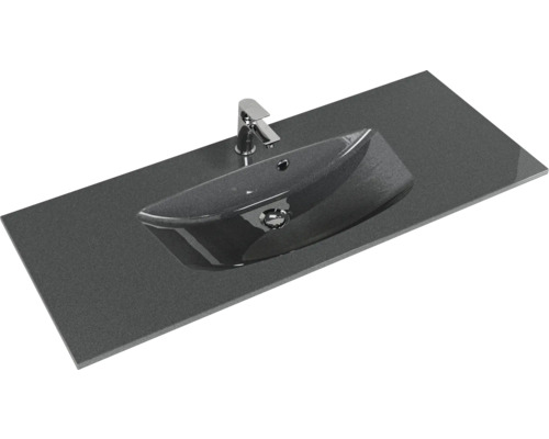 Waschtischplatte mit Aufsatzwaschbecken und Armatur