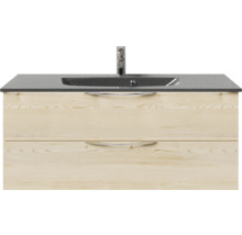 Badmöbelset 3-teilig Pelipal Sunline 300 BxHxT 117 x 200 x 48 cm Frontfarbe eiche mit Waschtisch Mineralmarmor Griff chrom SET-164-112
