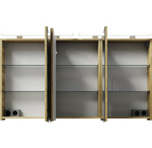 Badmöbel-Set Pelipal Sunline 300 BxHxT 132 x 200 x 48 cm Frontfarbe eiche riviera Badmöbelset 3-teilig mit Waschtisch Mineralmarmor