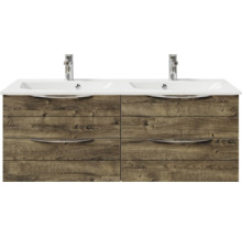 Badmöbel-Set Pelipal Sunline 300 BxHxT 132 x 200 x 48 cm Frontfarbe eiche ribbeck Badmöbelset 3-teilig mit Waschtisch Mineralmarmor