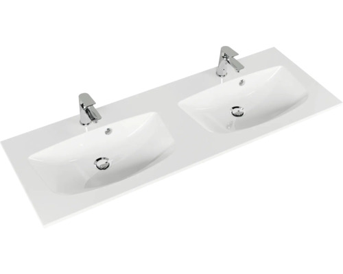 Doppelwaschtisch mit zwei Armaturen für das Badezimmer