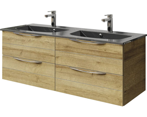 Waschtischunterschrank mit zwei Waschbecken und vier Schubladen