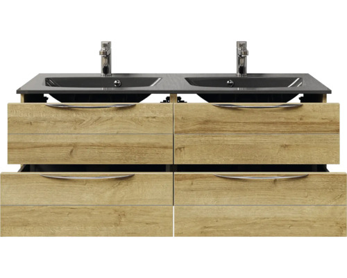 Waschtischunterschrank mit zwei Waschbecken und vier Schubladen