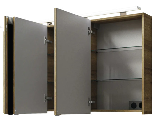Spiegelschrank mit drei Türen und Glasböden