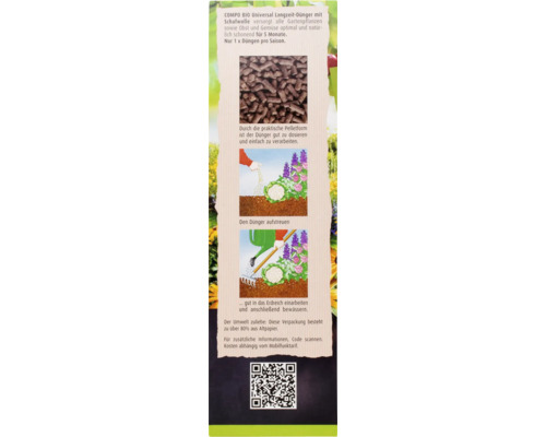 Informationen zur Anwendung von COMPO Universal Langzeitdünger mit Schafwolle.