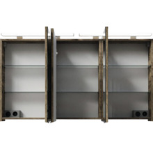 Badmöbel-Set Pelipal Sunline 300 BxHxT 132 x 200 x 48 cm Frontfarbe eiche ribbeck Badmöbelset 3-teilig mit Waschtisch Mineralmarmor grau-metallic