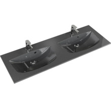 Badmöbel-Set Pelipal Sunline 300 BxHxT 132 x 200 x 48 cm Frontfarbe eiche ribbeck Badmöbelset 3-teilig mit Waschtisch Mineralmarmor grau-metallic